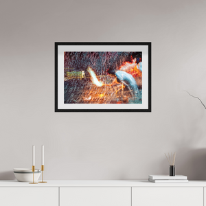 60 x 40 cm, 10 Cadre Noir Flottant Rituel où le feu apprend le rythme