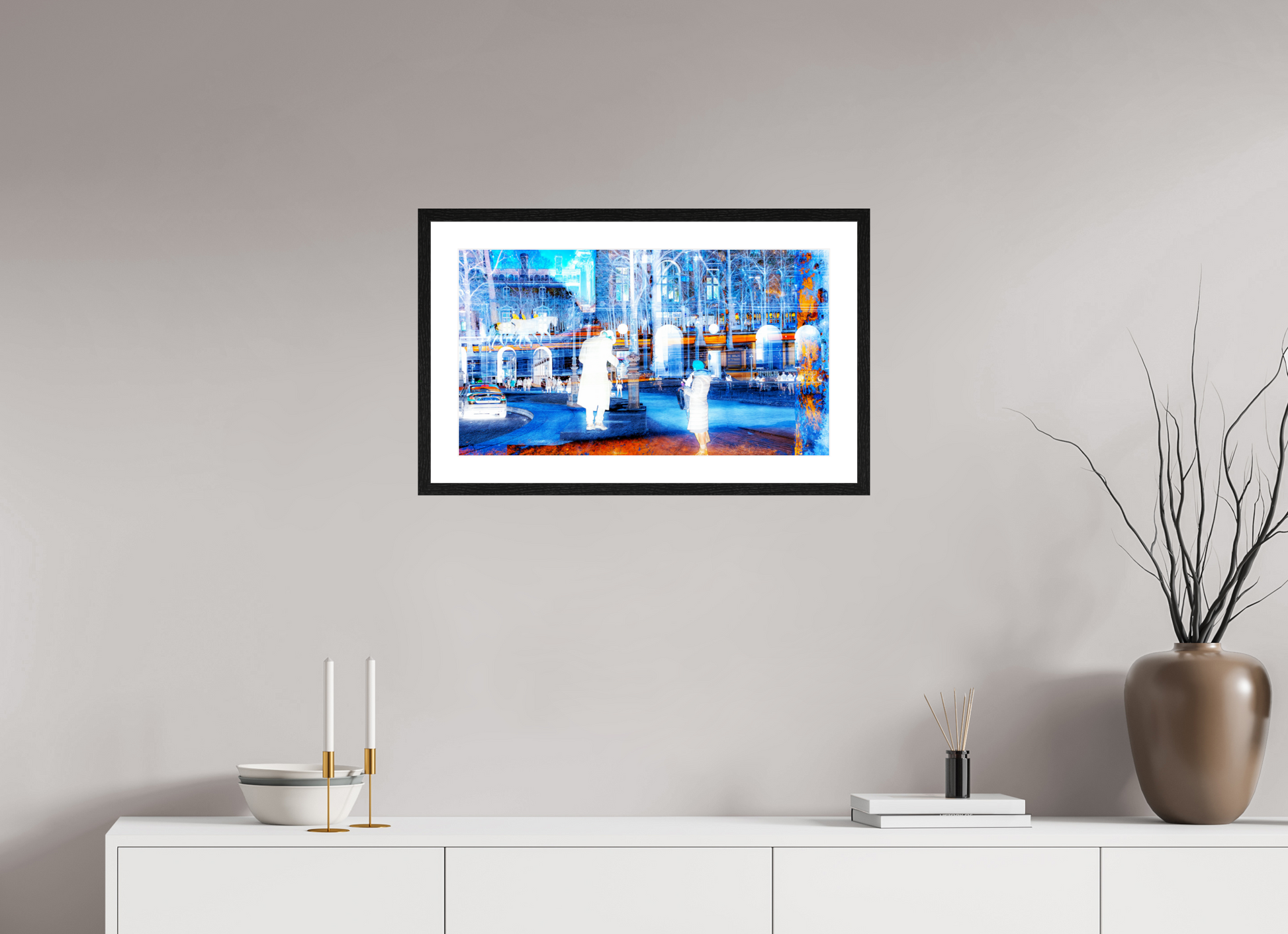 64 x 36 cm, 4 Cadre Noir : Passe-Partout Blanc Ce que la ville montre à ceux qui s’arrêtent