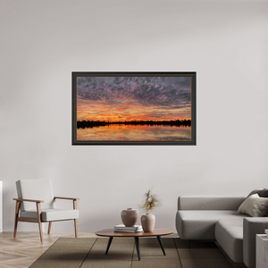 160 x 90 cm, Cadre Noir-Or 9 Reflets d’un Même Ciel IX – Le Souffle d’Ambre