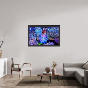 128 x 80 cm, 11 Cadre Noir-Or Lorsque la lumière se souvient des fleurs