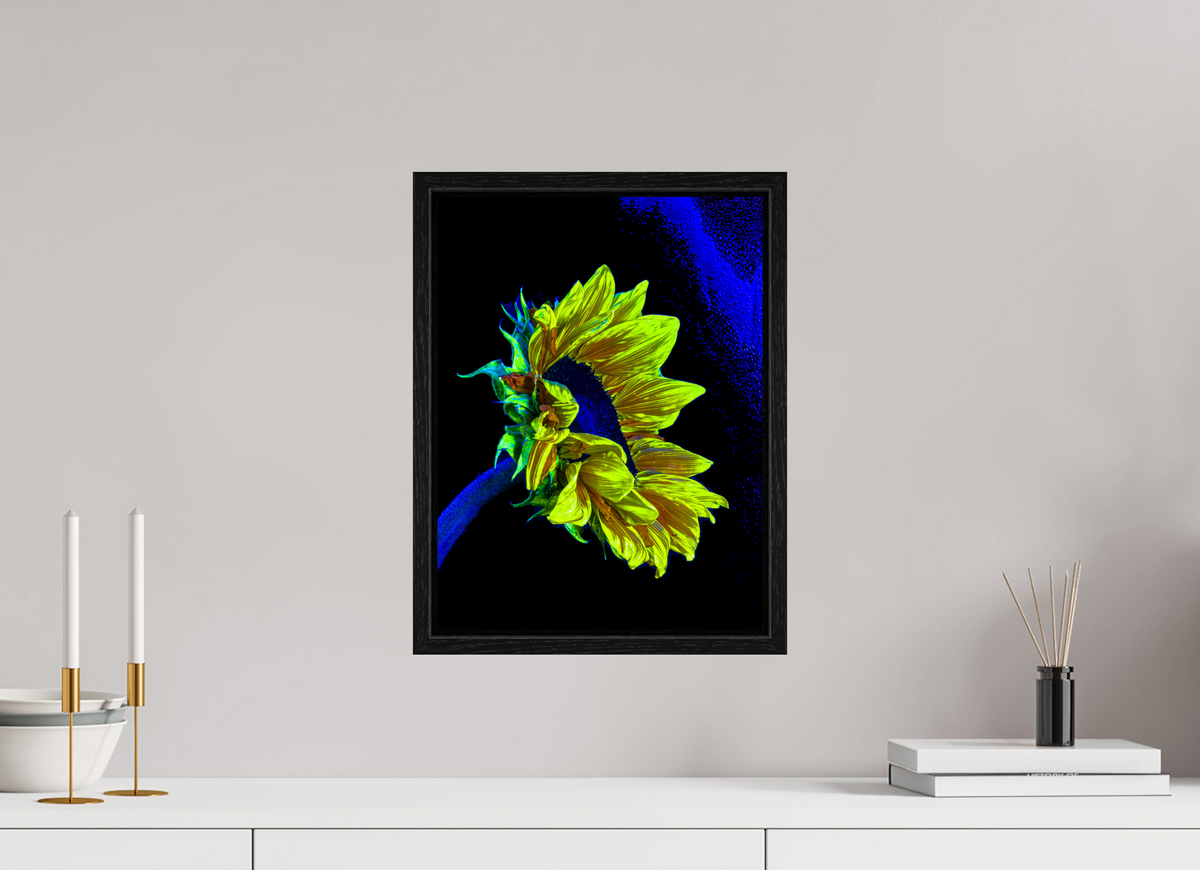 30 x 40 cm, Caisse américaine Noire L’or perdu dans le bleu du silence