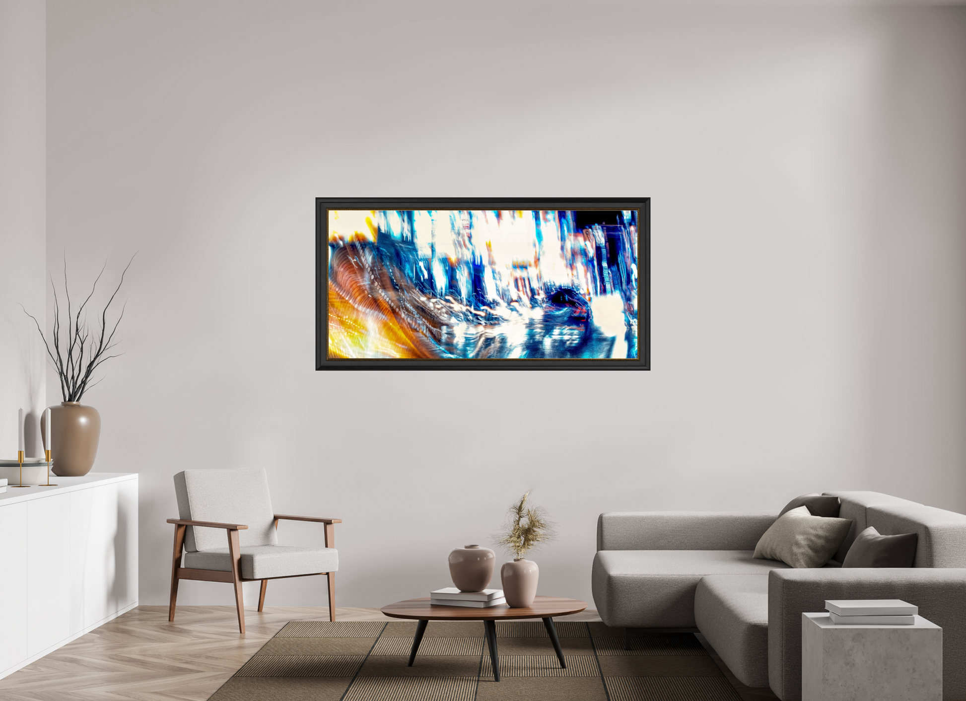 165,2 x 80 cm, 11 Cadre Noir-Or L’onde blanche qui fissure la nuit