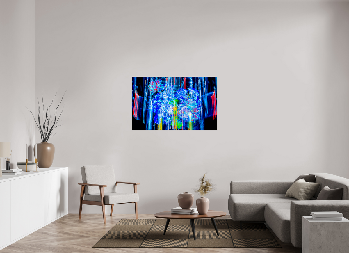 128 x 80 cm, Tirage simple sur papier photo Fuji Crystal Pearl Floraisons du monde cybernétique