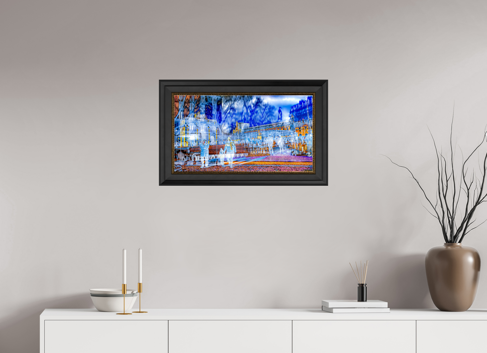 64 x 36 cm, 11 Cadre Noir-Or Ce que la ville protège encore
