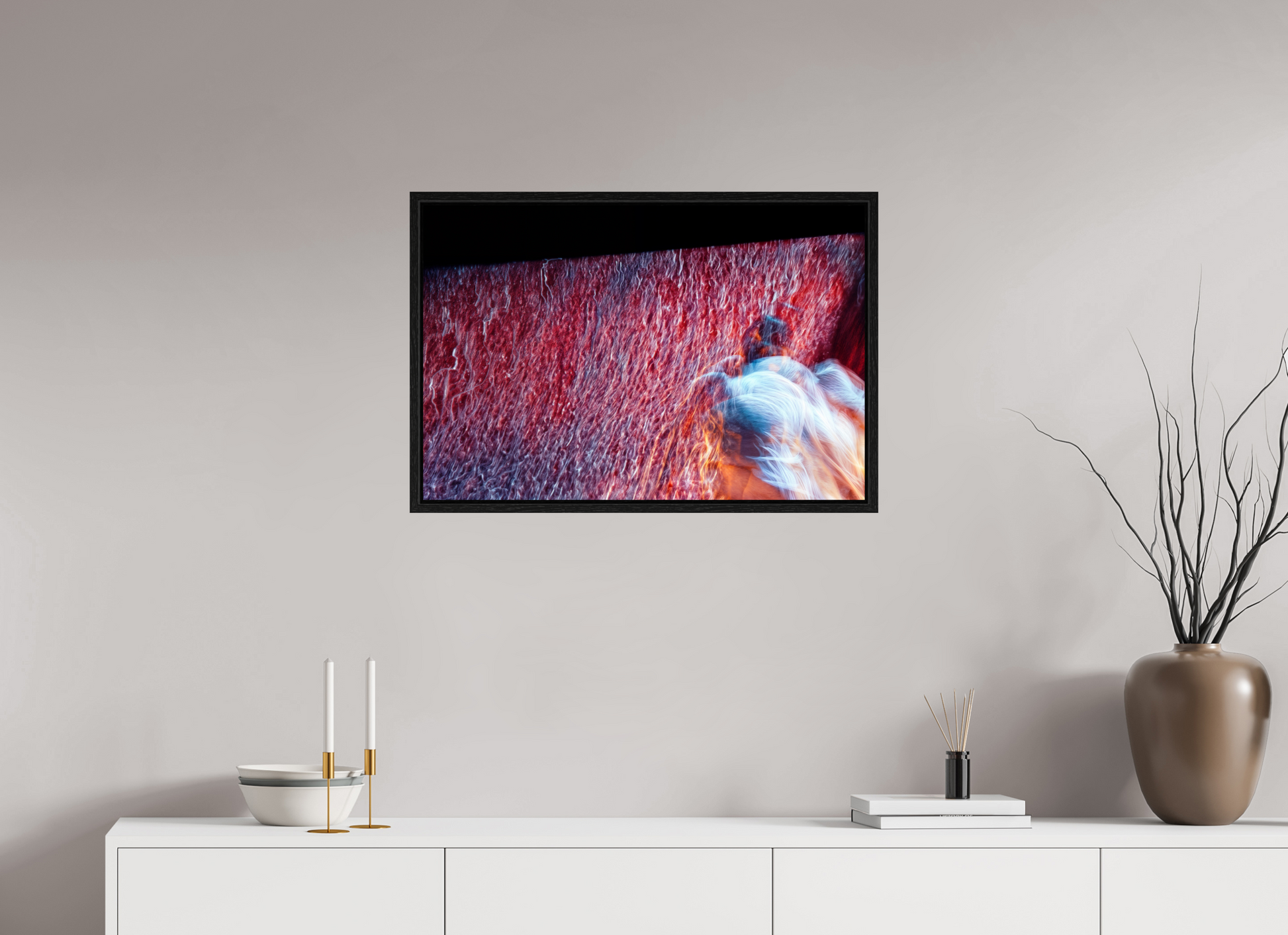 75 x 50 cm, 8 Caisse américaine Noire Là où le feu se transforme en pluie