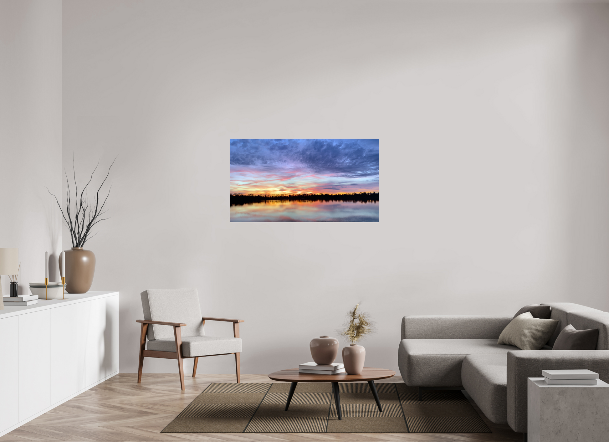 128 x 72 cm, Tirage photo sous Verre acrylique 2 Reflets d’un Même Ciel II – Le Souffle Pourpre