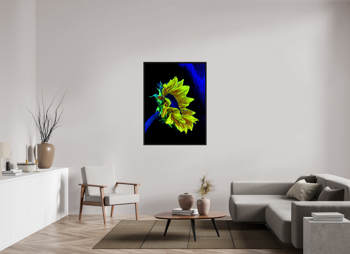90 x 120 cm, Caisse américaine Noire L’or perdu dans le bleu du silence