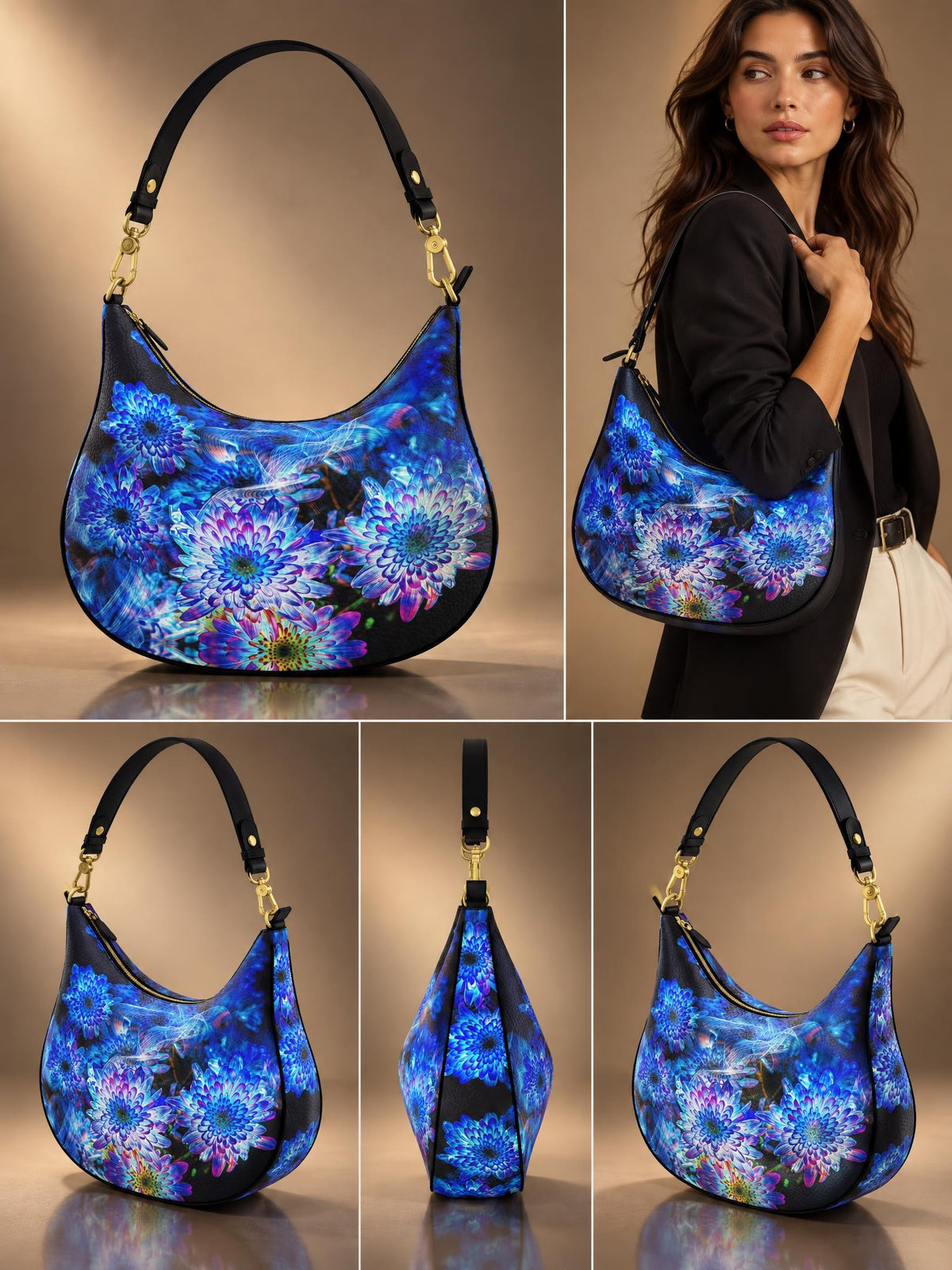"Celestial Flowers" curved bag