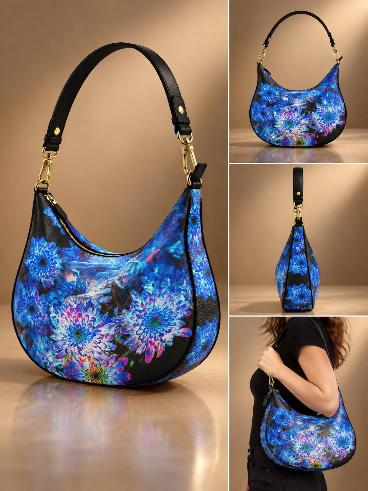 "Celestial Flowers" curved bag
