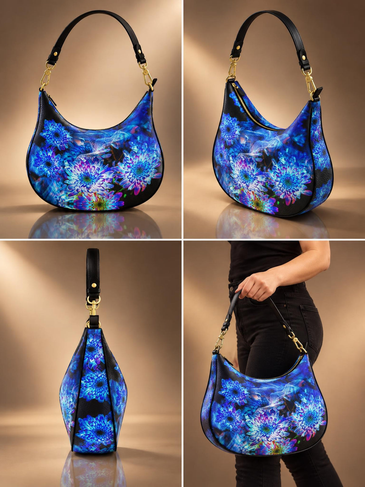 "Celestial Flowers" curved bag