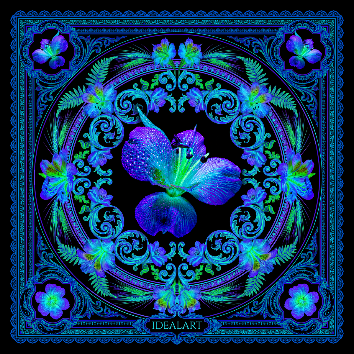 Foulard carré en Soie « Iris Let It Fly »